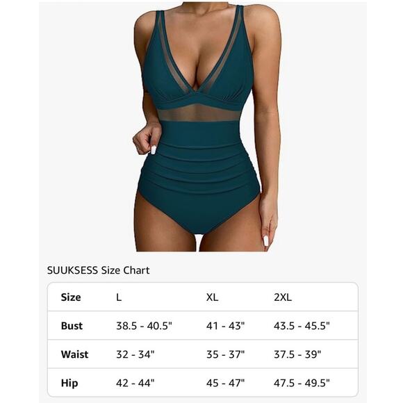 Sexy Mesh Tummy Control Swimsuit Push Up High Waisted Bathing Suit - XL - Picture 7 of 8